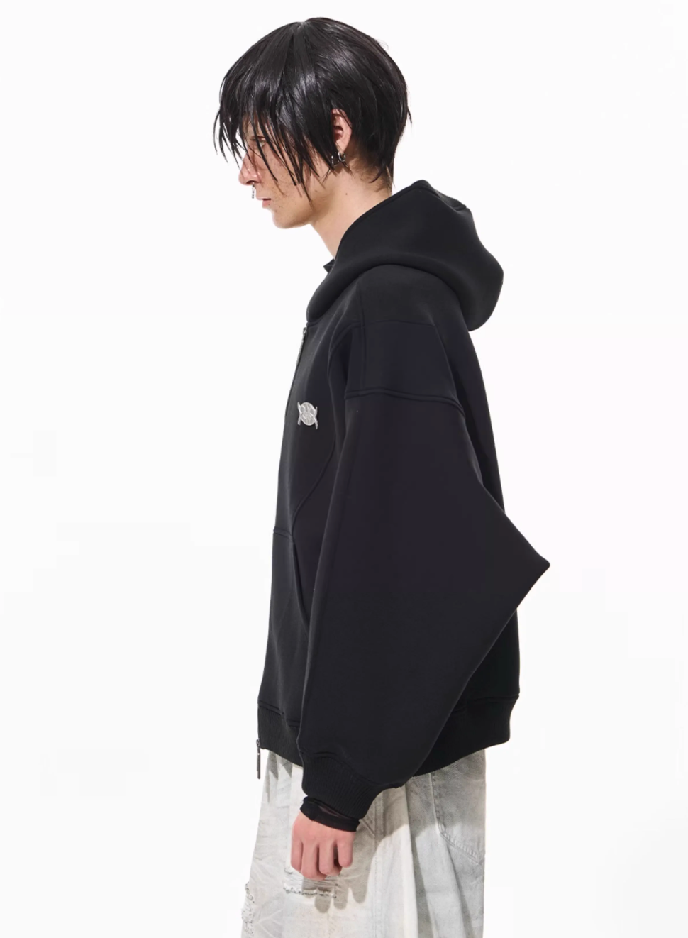 BLIND NO PLAN 3D Reconstructed Inverted Sleeves Zip-Up Hoodie | Face 3 Face