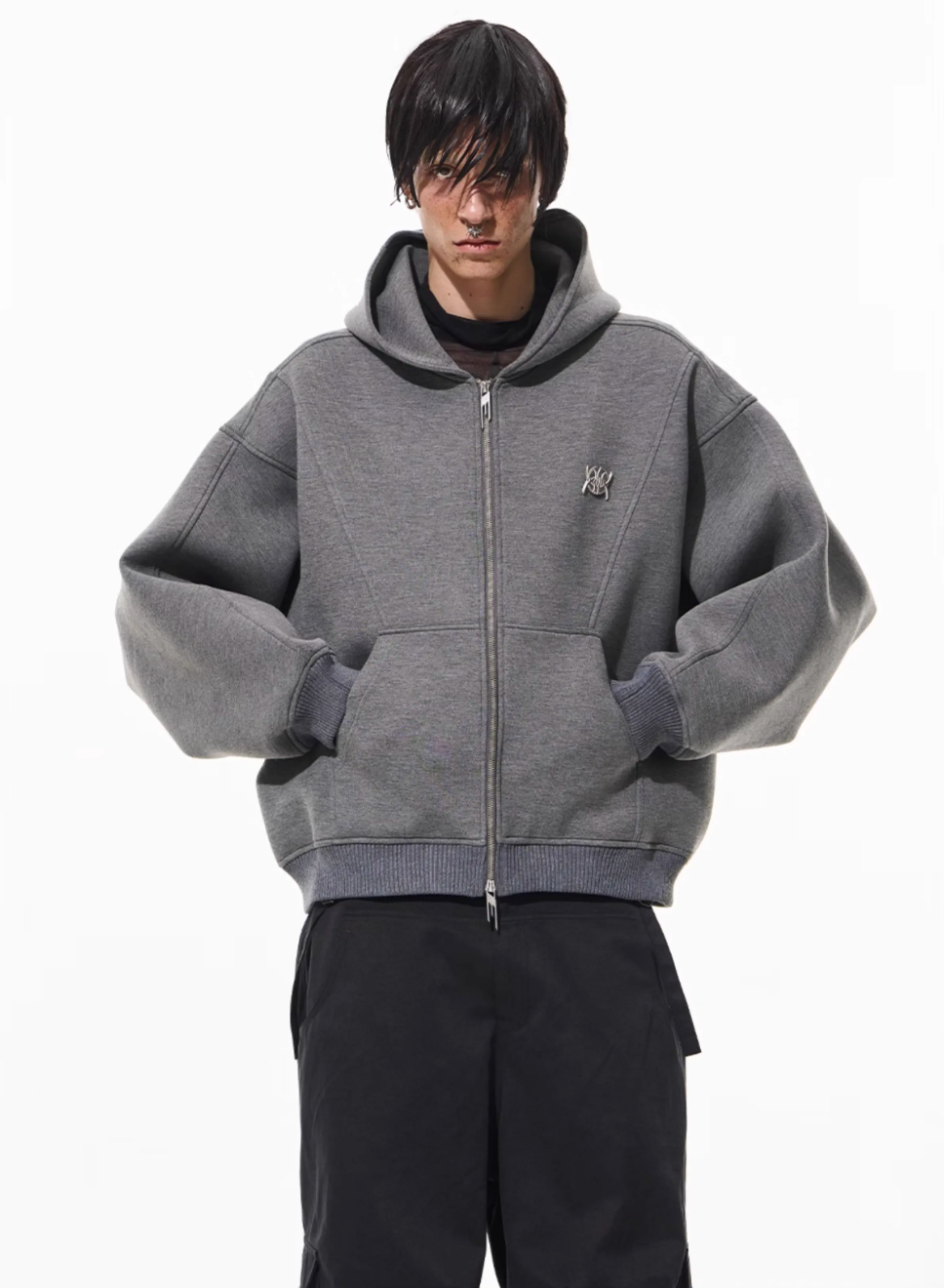 BLIND NO PLAN 3D Reconstructed Inverted Sleeves Zip-Up Hoodie | Face 3 Face