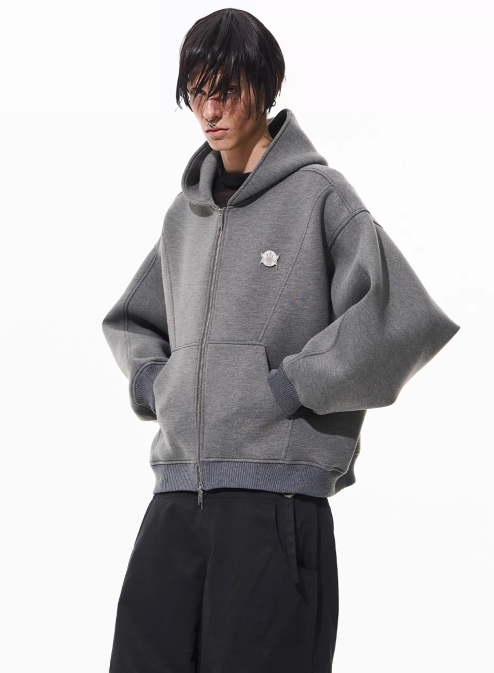 BLIND NO PLAN 3D Reconstructed Inverted Sleeves Zip-Up Hoodie | Face 3 Face