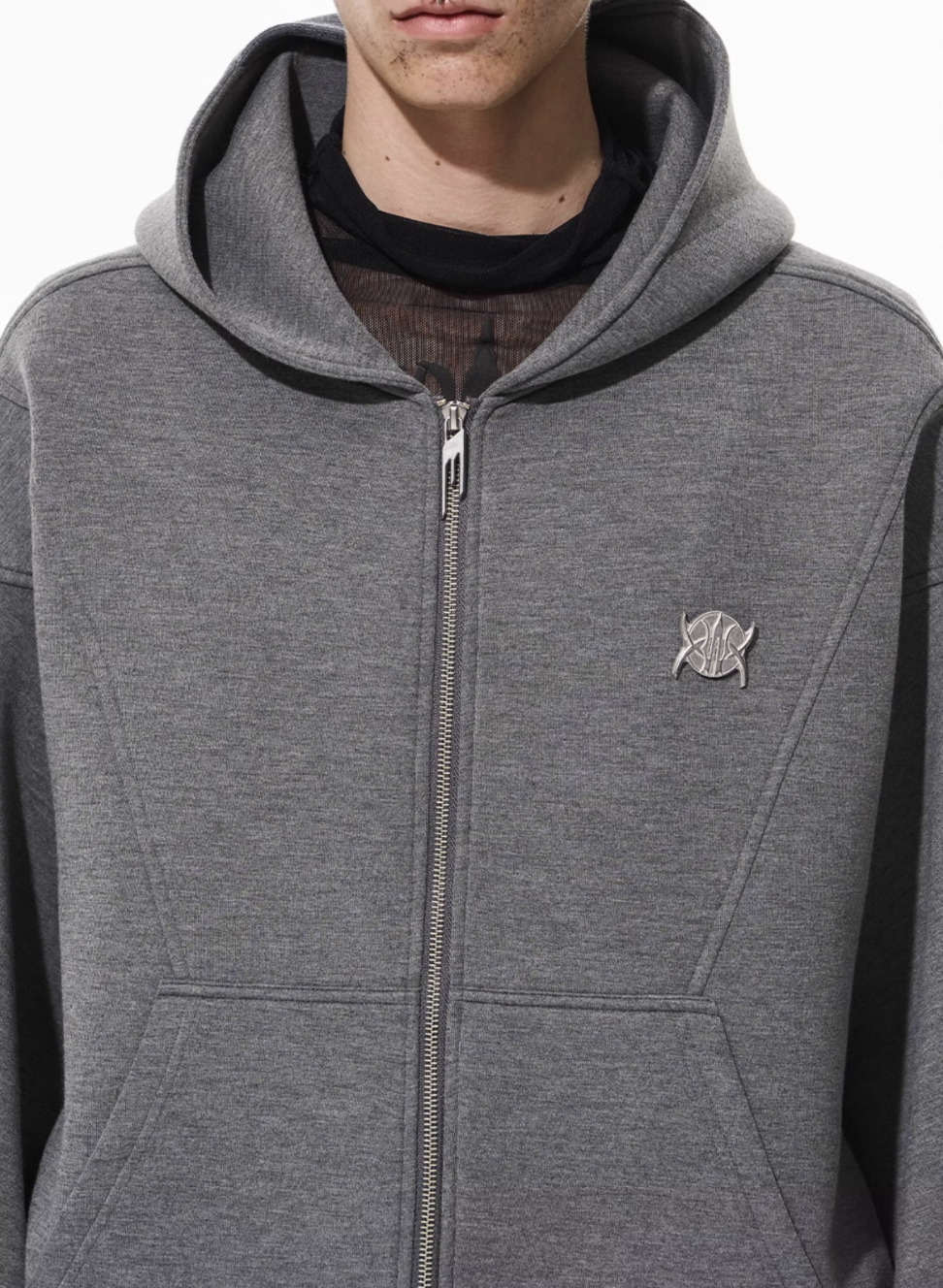 BLIND NO PLAN 3D Reconstructed Inverted Sleeves Zip-Up Hoodie | Face 3 Face