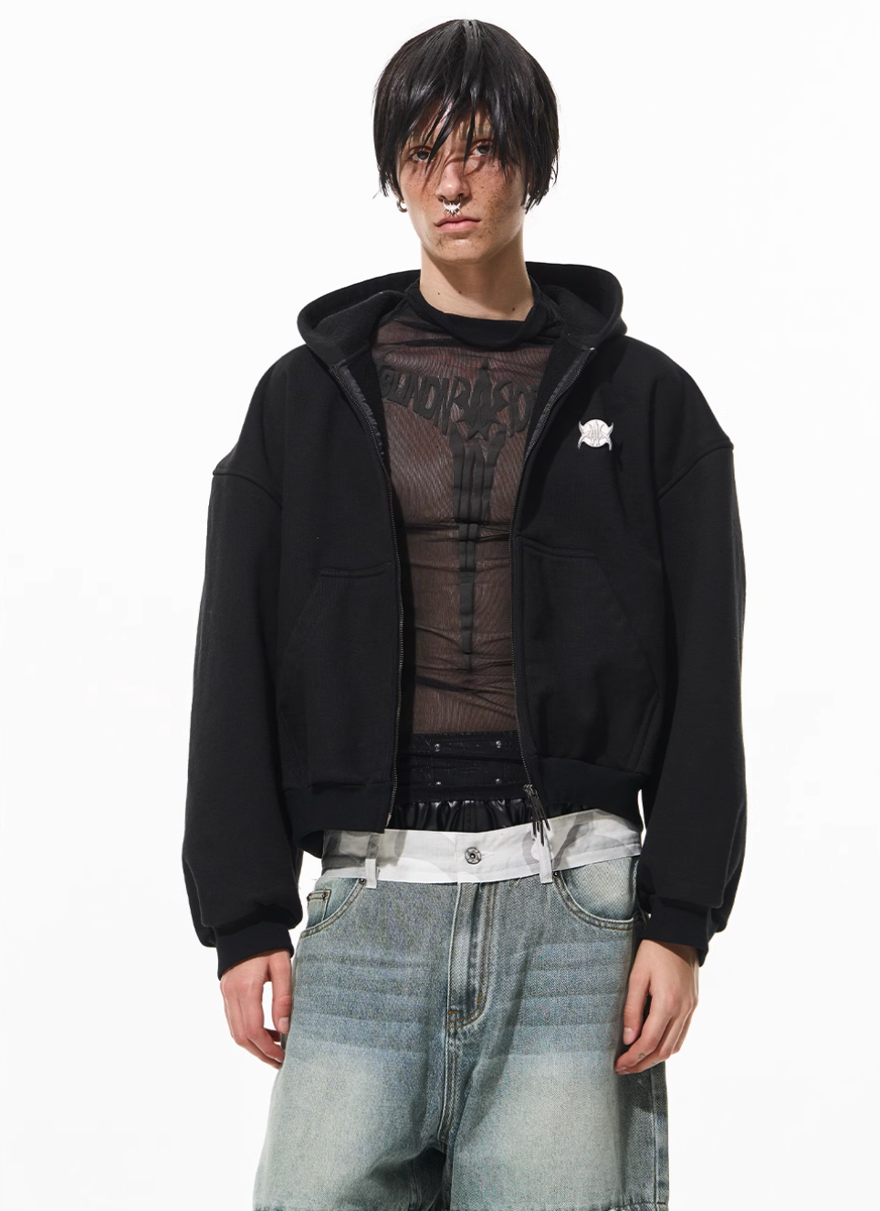 BLIND NO PLAN 3D Reconstructed Metal Logo Zip-Up Hoodie | Face 3 Face