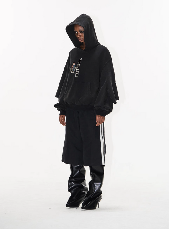 BLIND NO PLAN Double Sleeve Layered Washed Printed Embroidered Hoodie | Face 3 Face