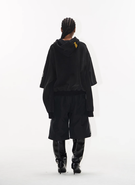 BLIND NO PLAN Double Sleeve Layered Washed Printed Embroidered Hoodie | Face 3 Face