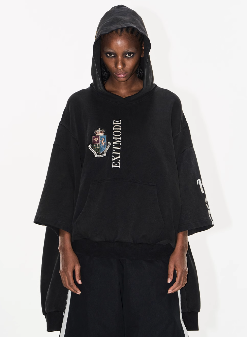 BLIND NO PLAN Double Sleeve Layered Washed Printed Embroidered Hoodie | Face 3 Face