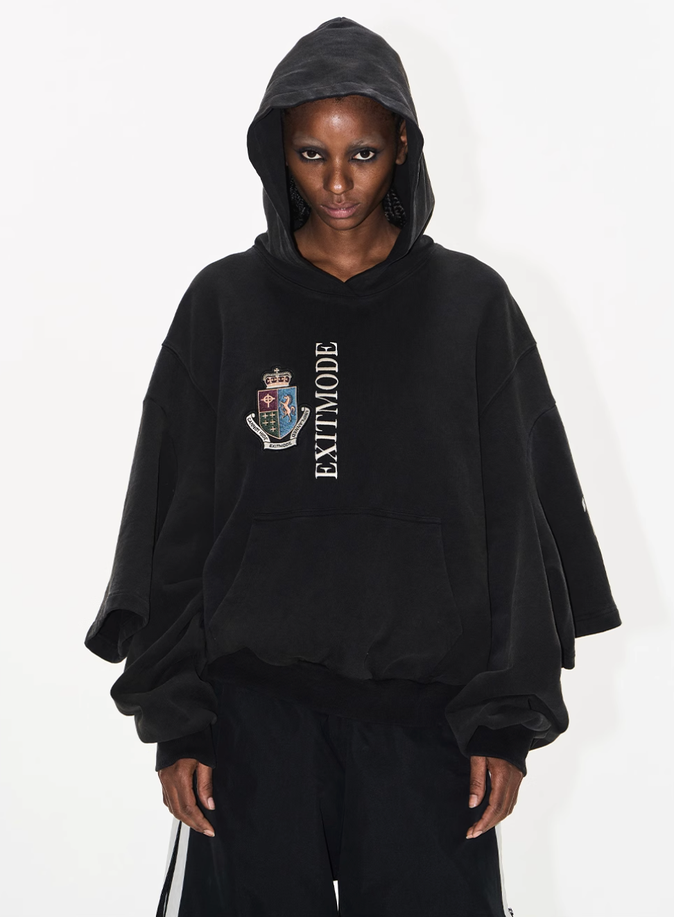 BLIND NO PLAN Double Sleeve Layered Washed Printed Embroidered Hoodie | Face 3 Face