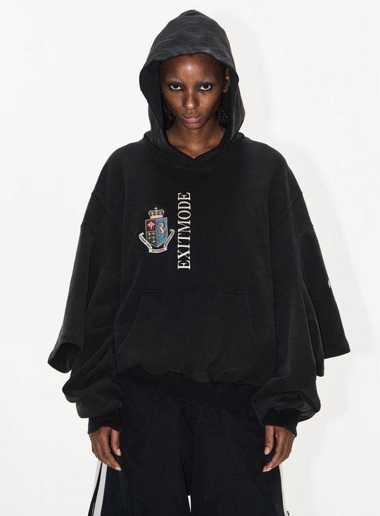 BLIND NO PLAN Double Sleeve Layered Washed Printed Embroidered Hoodie | Face 3 Face