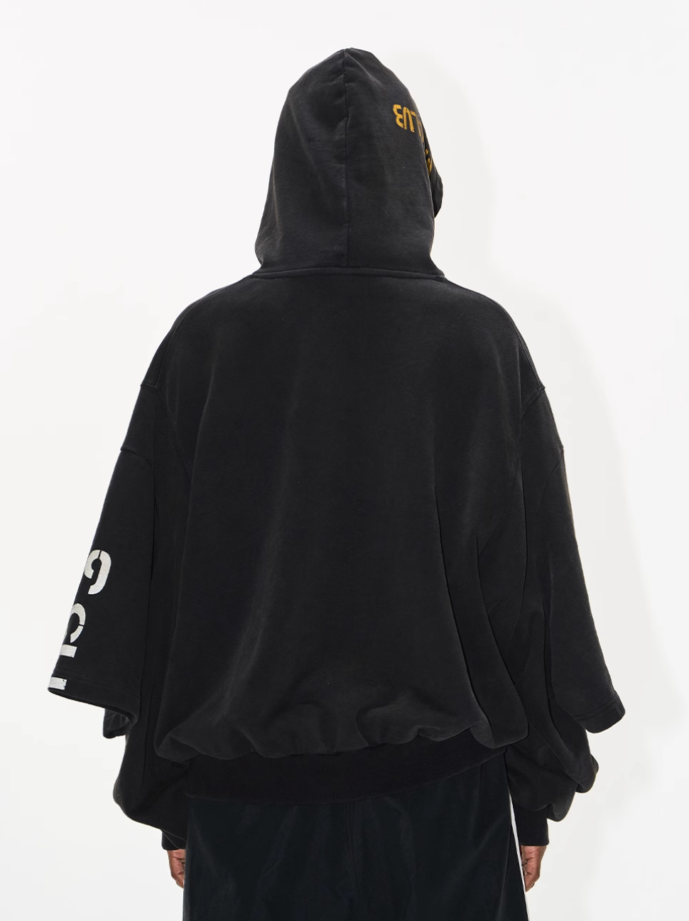 BLIND NO PLAN Double Sleeve Layered Washed Printed Embroidered Hoodie | Face 3 Face
