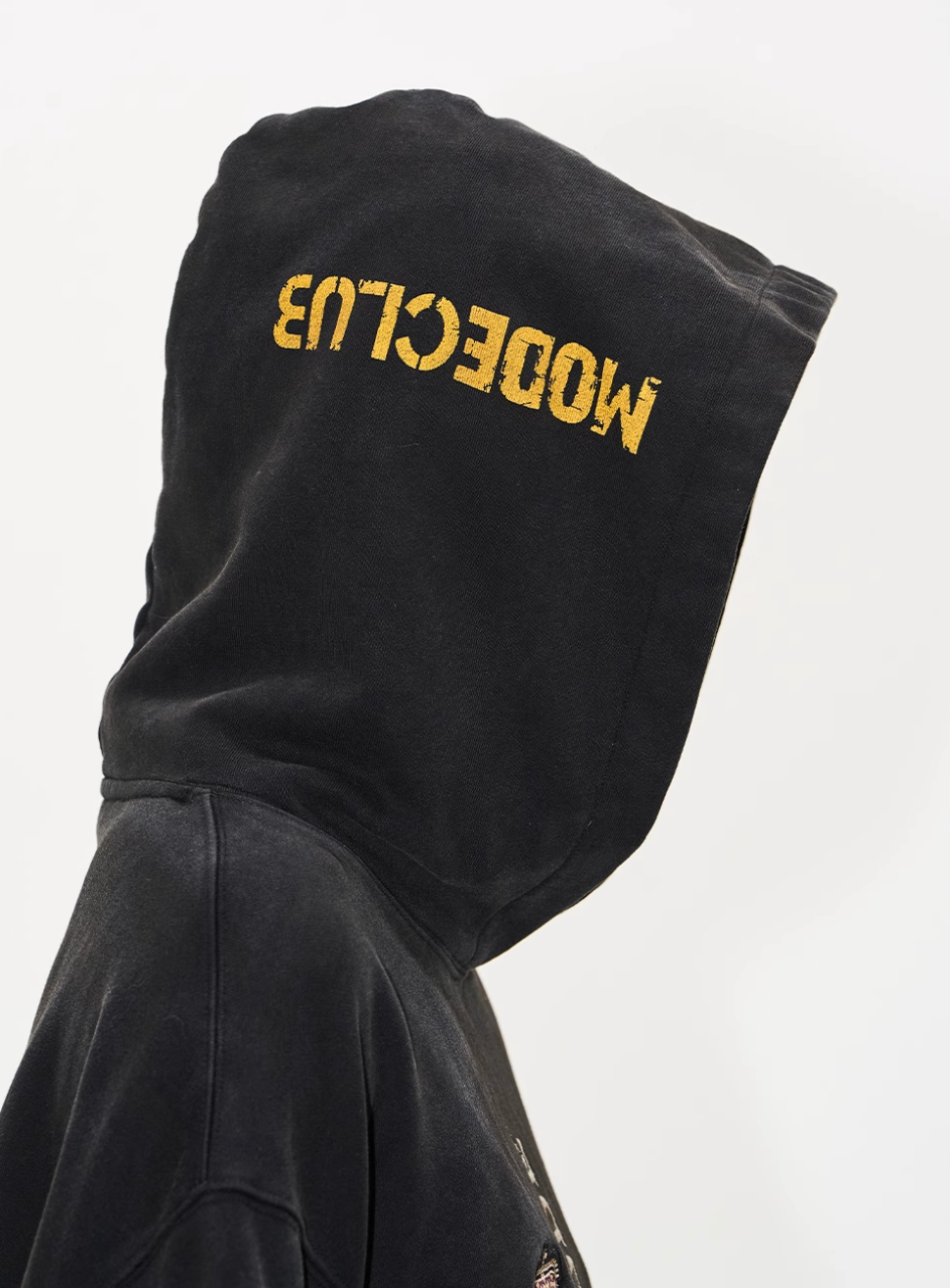 BLIND NO PLAN Double Sleeve Layered Washed Printed Embroidered Hoodie | Face 3 Face