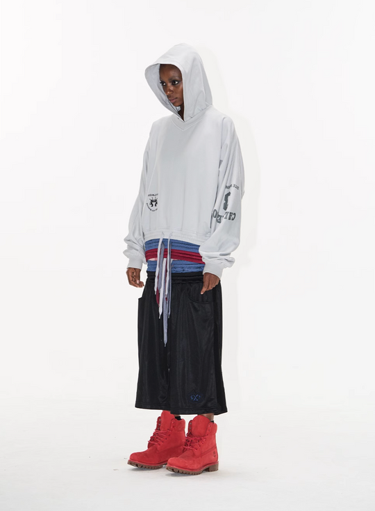 BLIND NO PLAN Multi-Layered Reconstructed Screen-Printed Hoodie | Face 3 Face