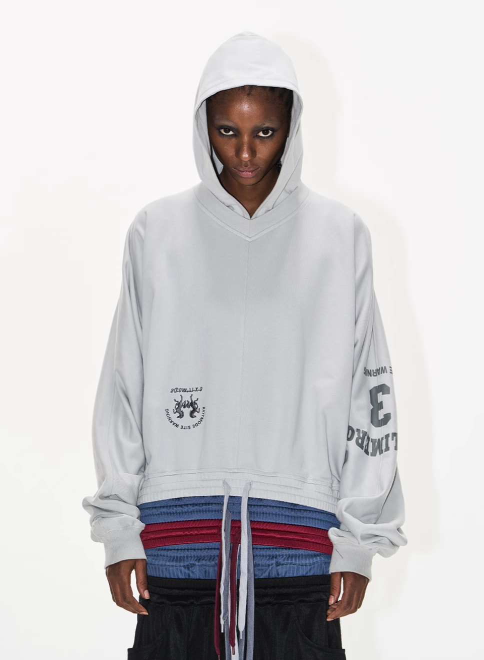 BLIND NO PLAN Multi-Layered Reconstructed Screen-Printed Hoodie | Face 3 Face