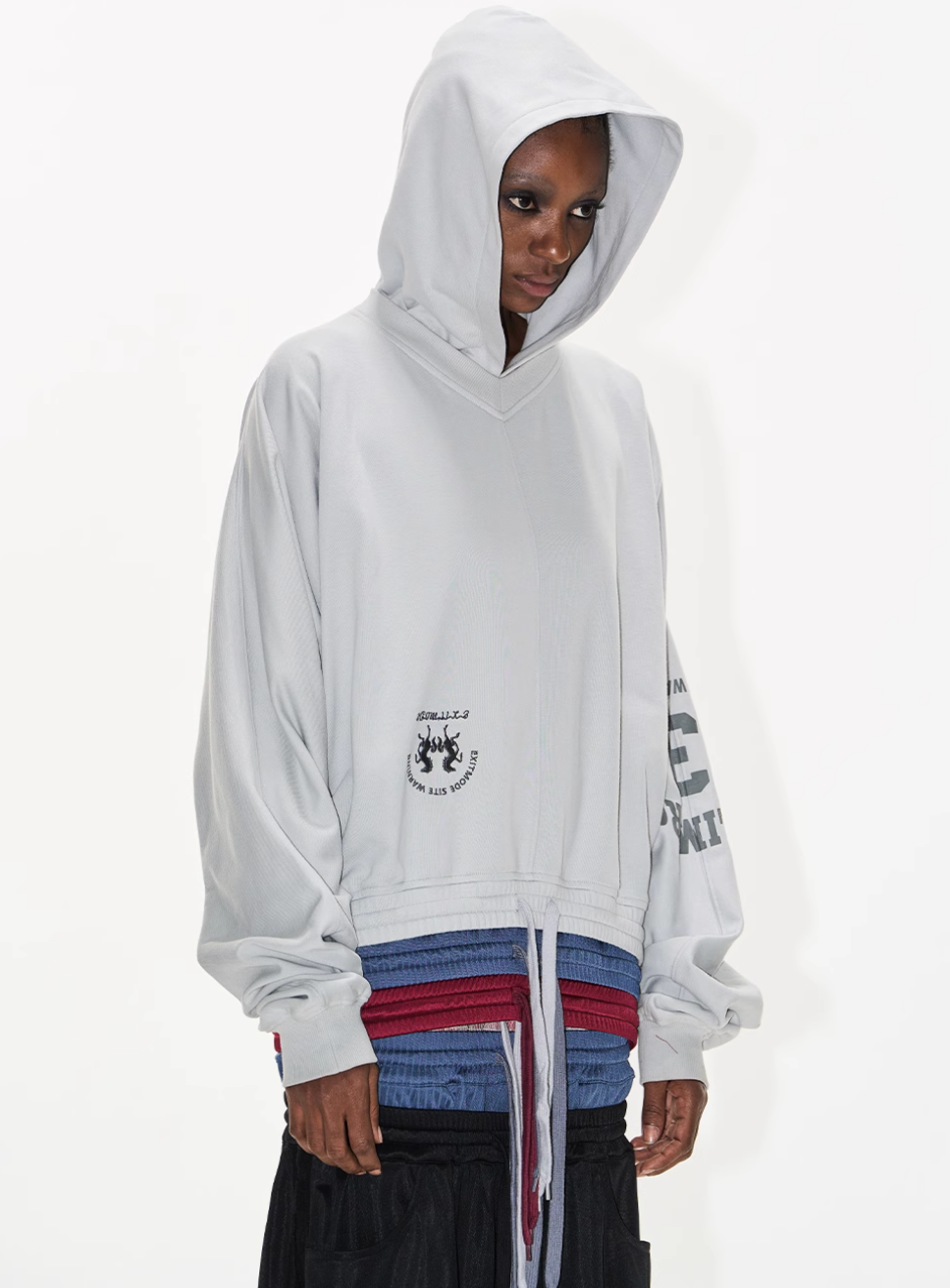 BLIND NO PLAN Multi-Layered Reconstructed Screen-Printed Hoodie | Face 3 Face
