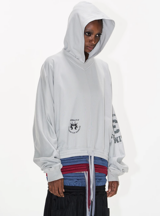 BLIND NO PLAN Multi-Layered Reconstructed Screen-Printed Hoodie | Face 3 Face