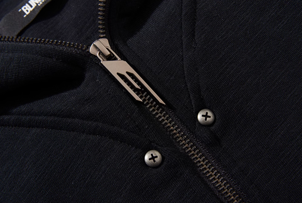 BLIND NO PLAN Logo Studded Embellished Zip-Up Hoodie | Face 3 Face