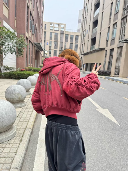 BLIND NO PLAN Logo Studded Embellished Zip-Up Hoodie | Face 3 Face