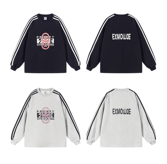 BLIND NO PLAN Sports Contrast Stitching Print Sweatshirt | Face 3 Face