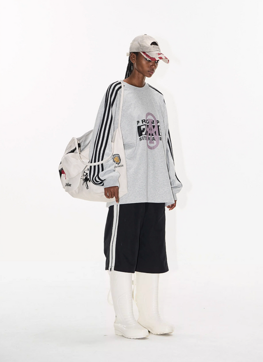 BLIND NO PLAN Sports Contrast Stitching Print Sweatshirt | Face 3 Face