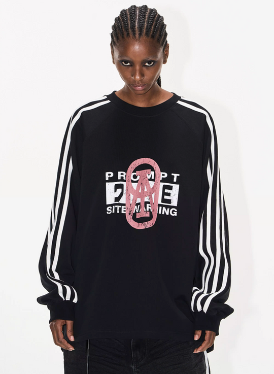 BLIND NO PLAN Sports Contrast Stitching Print Sweatshirt | Face 3 Face