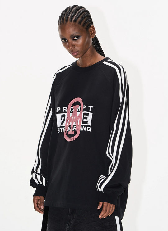 BLIND NO PLAN Sports Contrast Stitching Print Sweatshirt | Face 3 Face