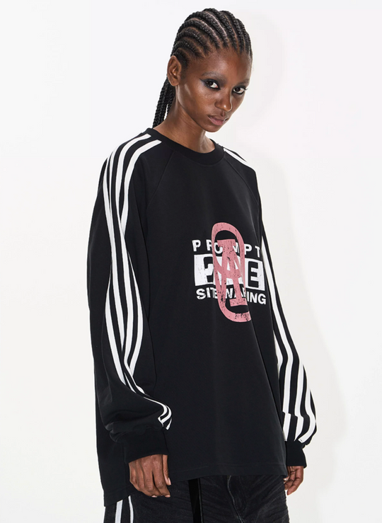 BLIND NO PLAN Sports Contrast Stitching Print Sweatshirt | Face 3 Face