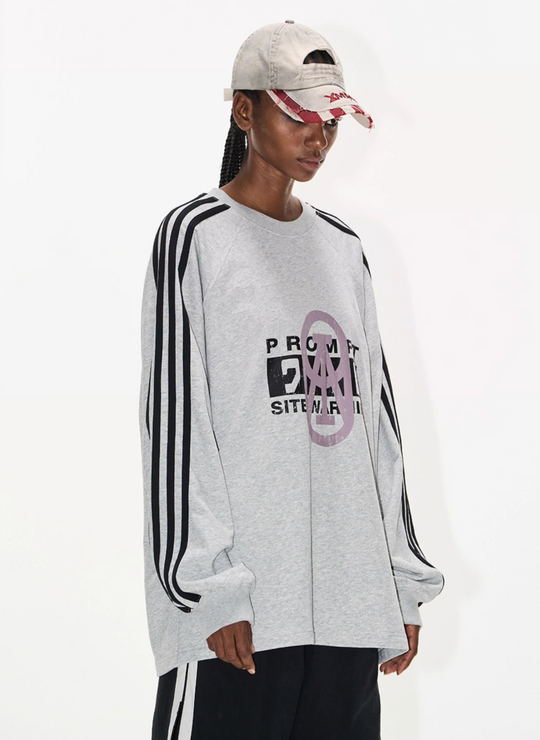 BLIND NO PLAN Sports Contrast Stitching Print Sweatshirt | Face 3 Face