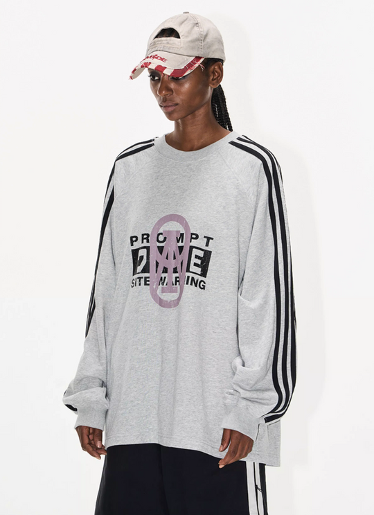 BLIND NO PLAN Sports Contrast Stitching Print Sweatshirt | Face 3 Face