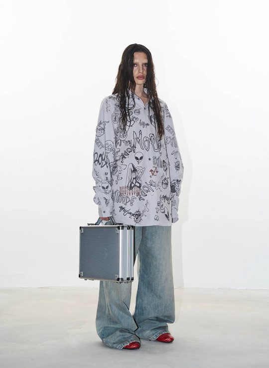 BLIND NO PLAN Graffiti Digital Print Long Sleeve Shirt | Face 3 Face