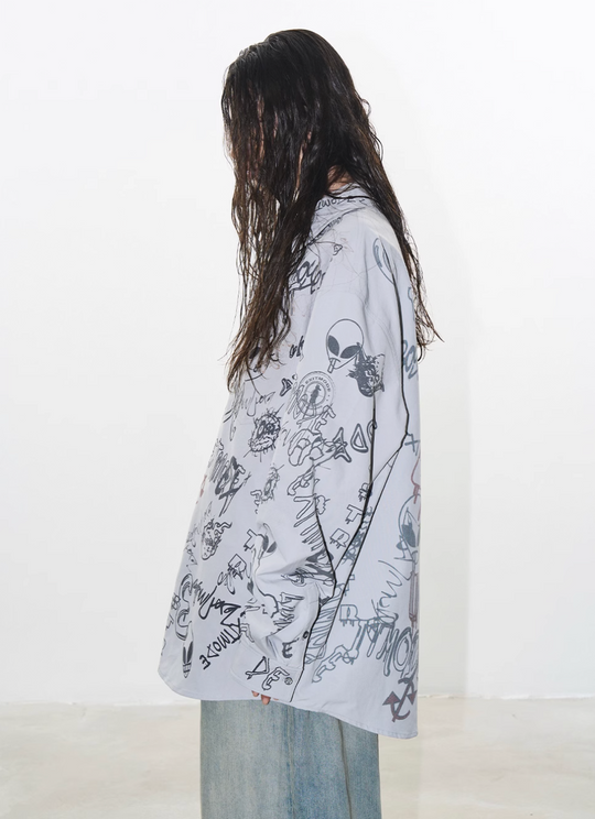 BLIND NO PLAN Graffiti Digital Print Long Sleeve Shirt | Face 3 Face