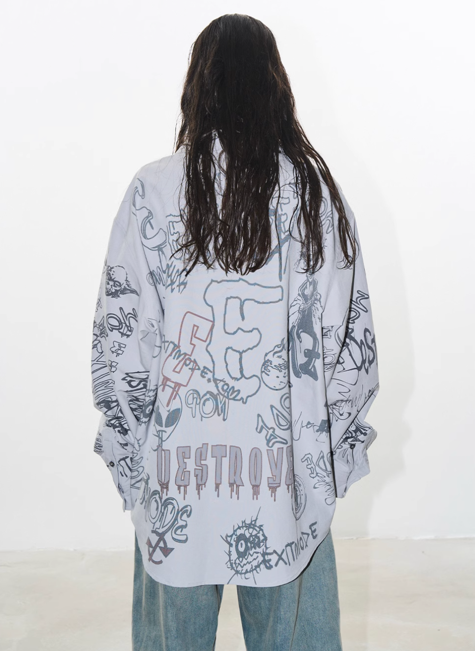 BLIND NO PLAN Graffiti Digital Print Long Sleeve Shirt | Face 3 Face