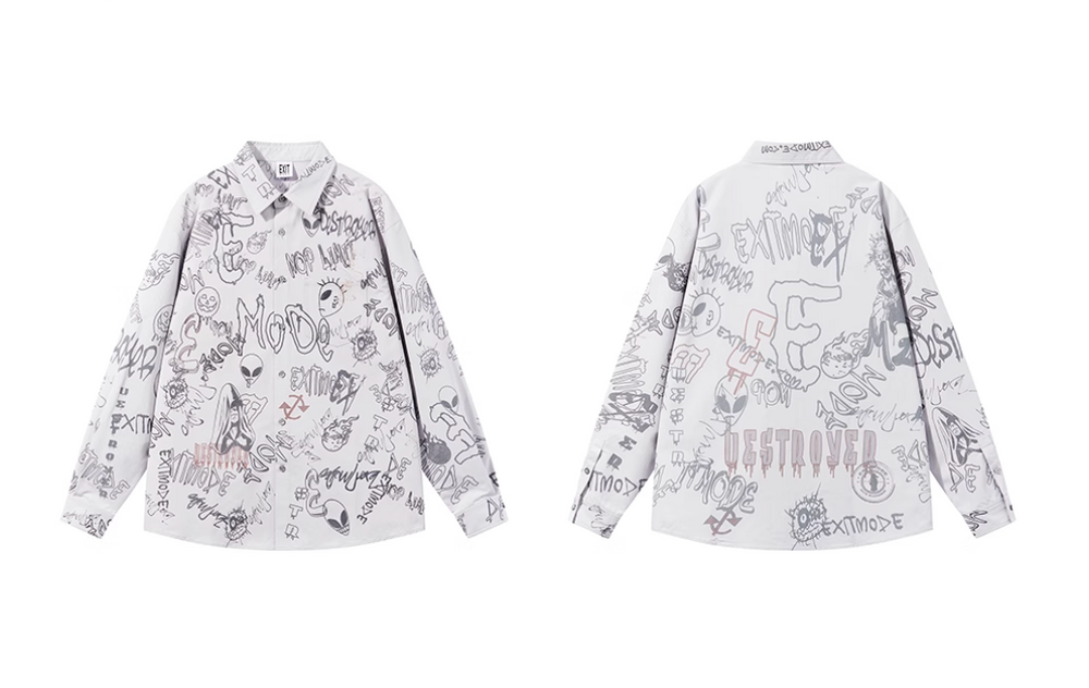 BLIND NO PLAN Graffiti Digital Print Long Sleeve Shirt | Face 3 Face