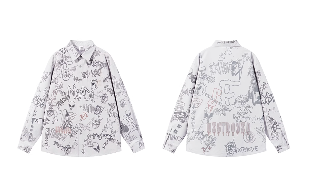 BLIND NO PLAN Graffiti Digital Print Long Sleeve Shirt | Face 3 Face