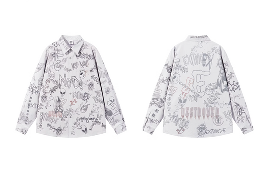 BLIND NO PLAN Graffiti Digital Print Long Sleeve Shirt | Face 3 Face