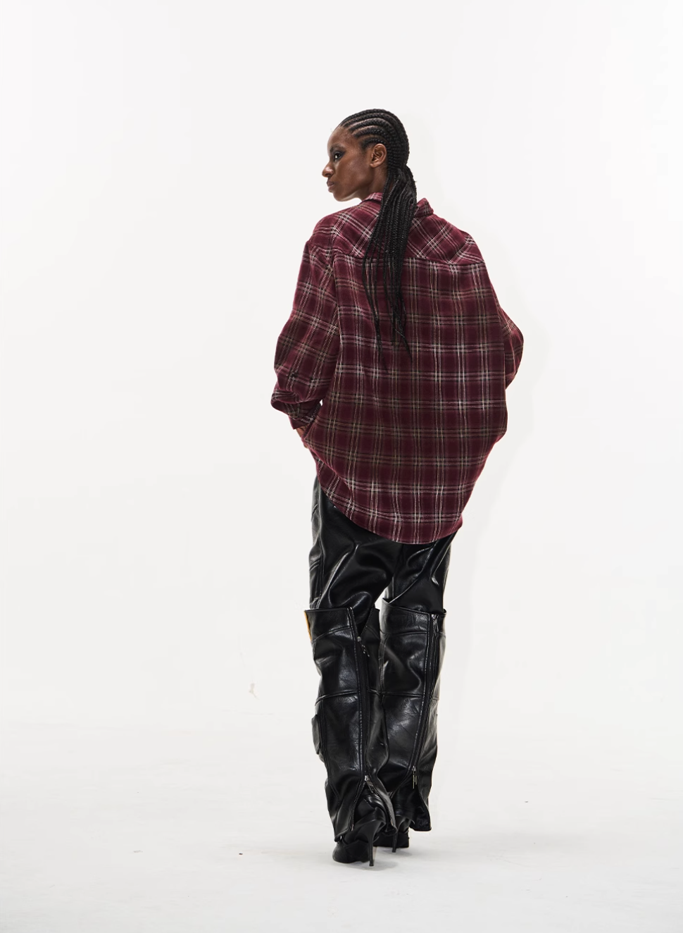 BLIND NO PLAN Washed Aged Cross Horse Patch Plaid Long Sleeve Shirt | Face 3 Face