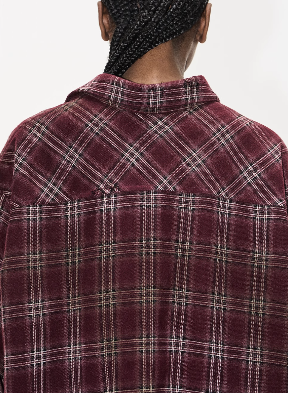 BLIND NO PLAN Washed Aged Cross Horse Patch Plaid Long Sleeve Shirt | Face 3 Face