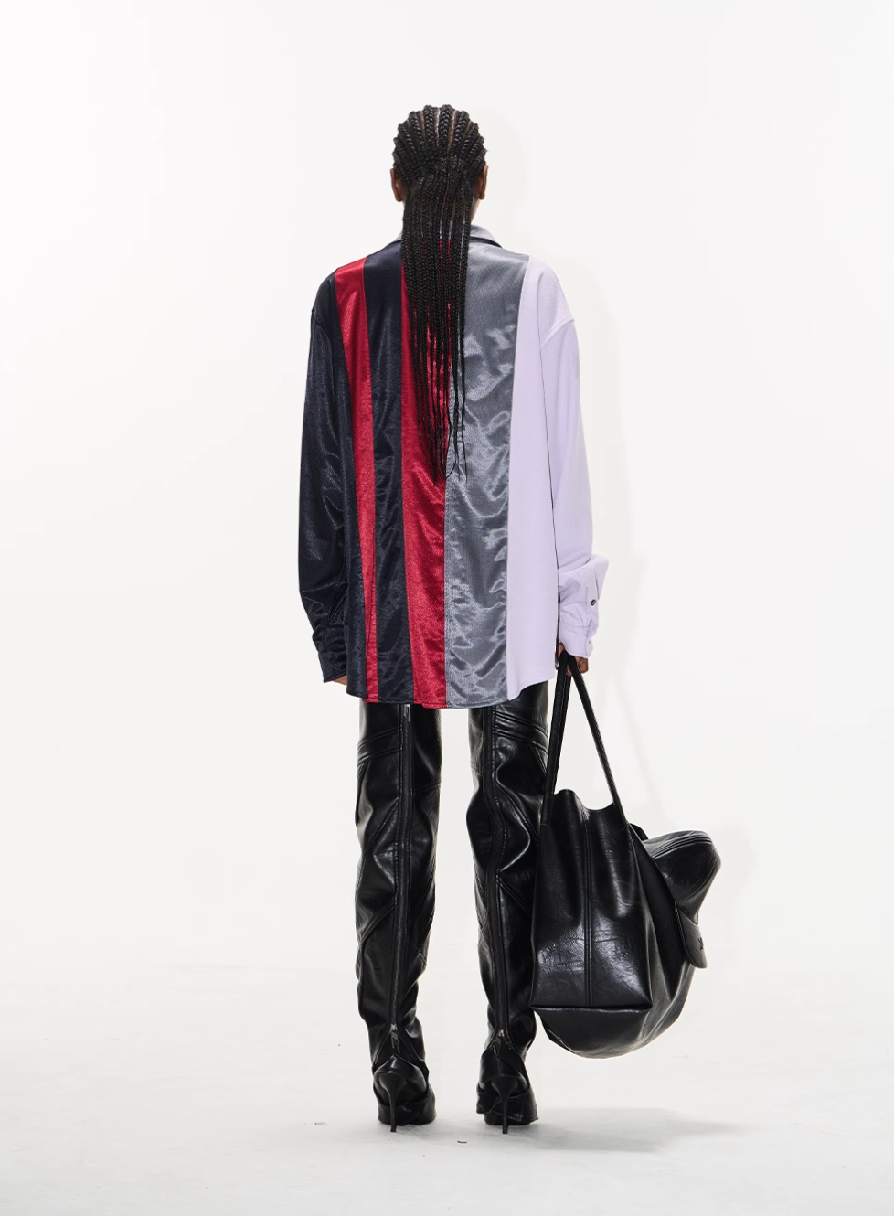 BLIND NO PLAN Colorblocked Patchwork Long Sleeve Shirt | Face 3 Face