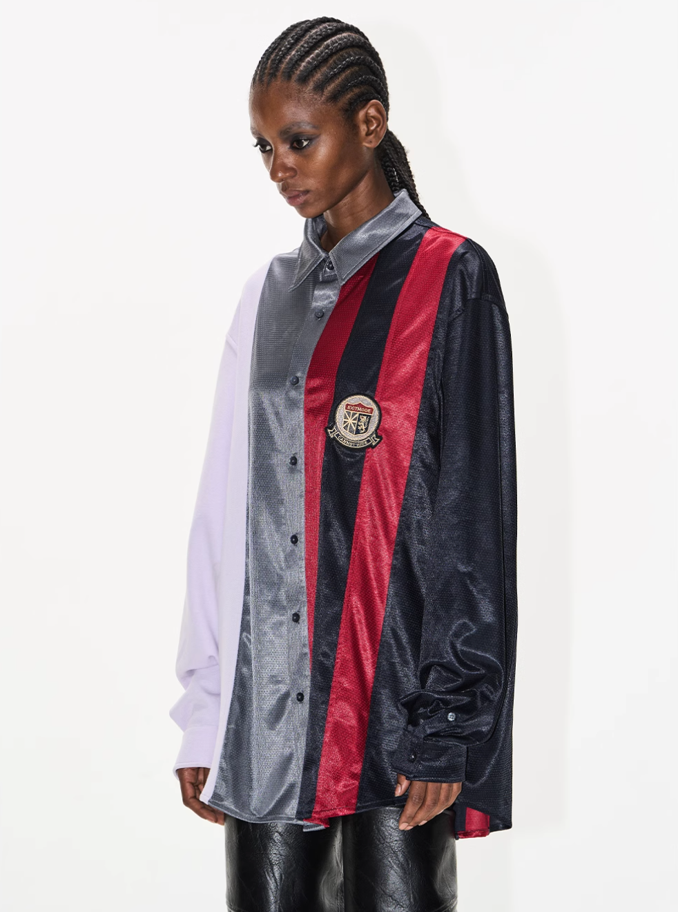 BLIND NO PLAN Colorblocked Patchwork Long Sleeve Shirt | Face 3 Face