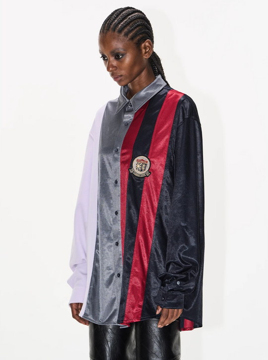 BLIND NO PLAN Colorblocked Patchwork Long Sleeve Shirt | Face 3 Face