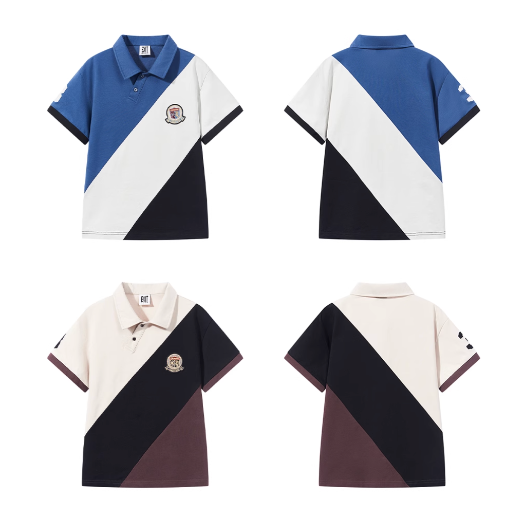 BLIND NO PLAN Three-Color Diagonal Patchwork Polo | Face 3 Face