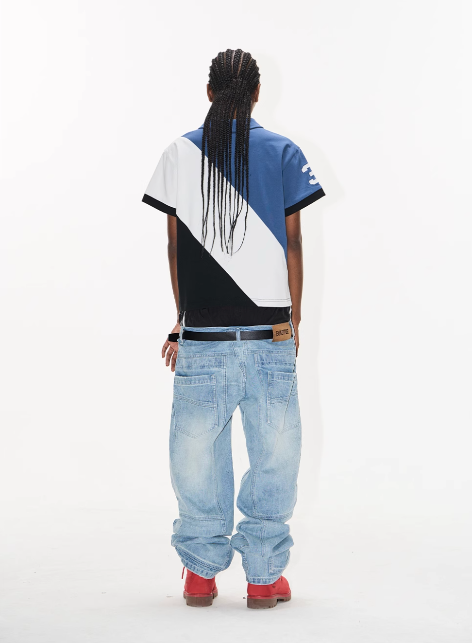 BLIND NO PLAN Three-Color Diagonal Patchwork Polo | Face 3 Face