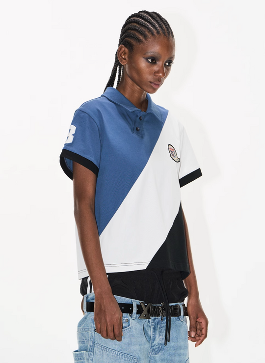 BLIND NO PLAN Three-Color Diagonal Patchwork Polo | Face 3 Face