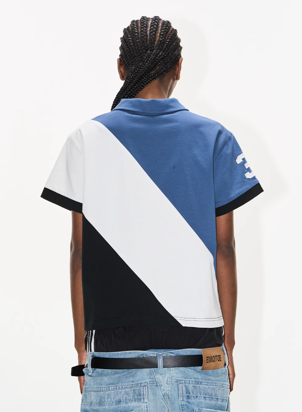 BLIND NO PLAN Three-Color Diagonal Patchwork Polo | Face 3 Face