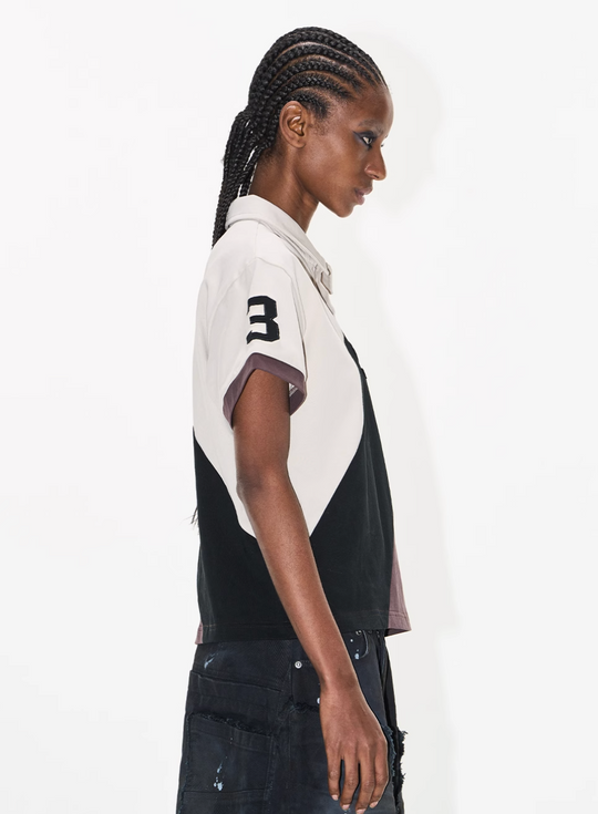BLIND NO PLAN Three-Color Diagonal Patchwork Polo | Face 3 Face
