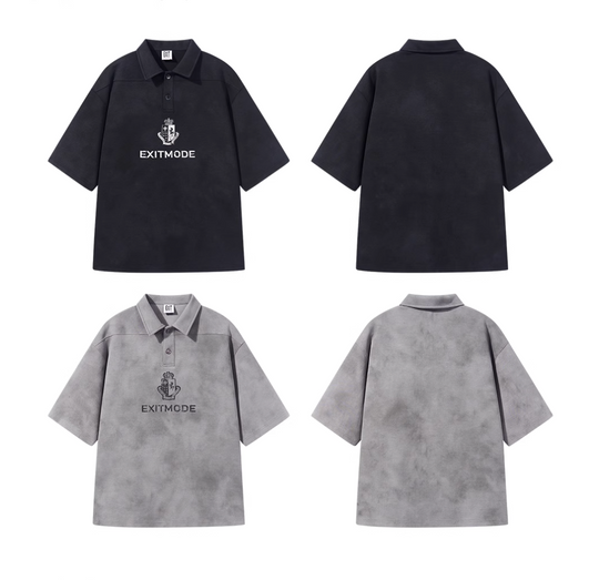 BLIND NO PLAN Cloud Shadow Distressed Dye Printed Polo | Face 3 Face