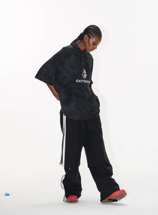 BLIND NO PLAN Cloud Shadow Distressed Dye Printed Polo | Face 3 Face