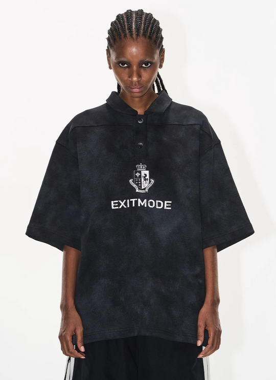 BLIND NO PLAN Cloud Shadow Distressed Dye Printed Polo | Face 3 Face