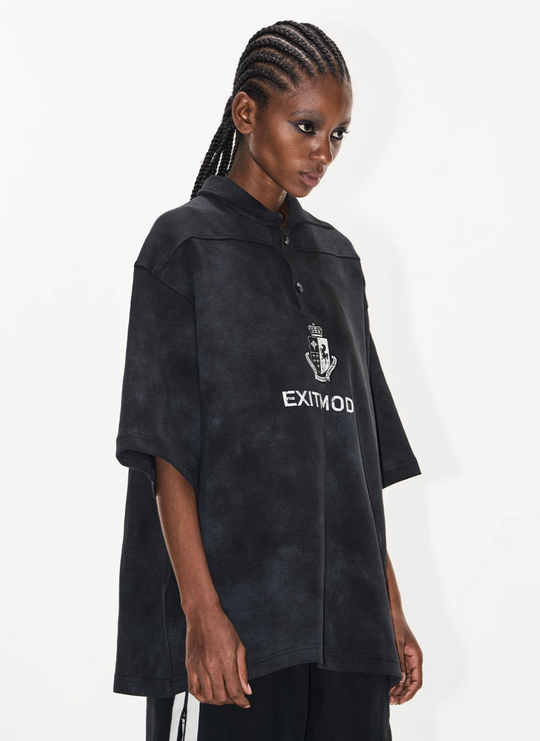 BLIND NO PLAN Cloud Shadow Distressed Dye Printed Polo | Face 3 Face