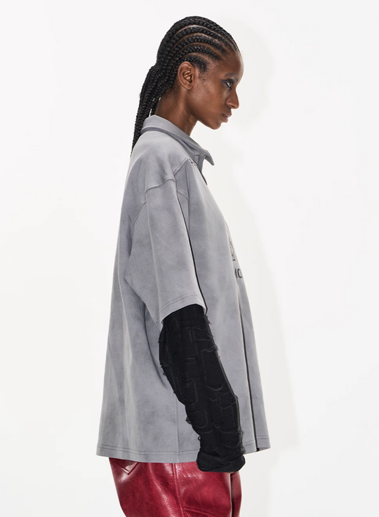 BLIND NO PLAN Cloud Shadow Distressed Dye Printed Polo | Face 3 Face