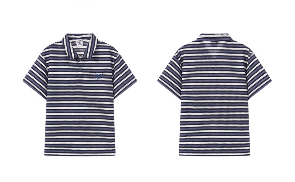 BLIND NO PLAN Striped Embroidered Polo | Face 3 Face