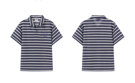 BLIND NO PLAN Striped Embroidered Polo | Face 3 Face