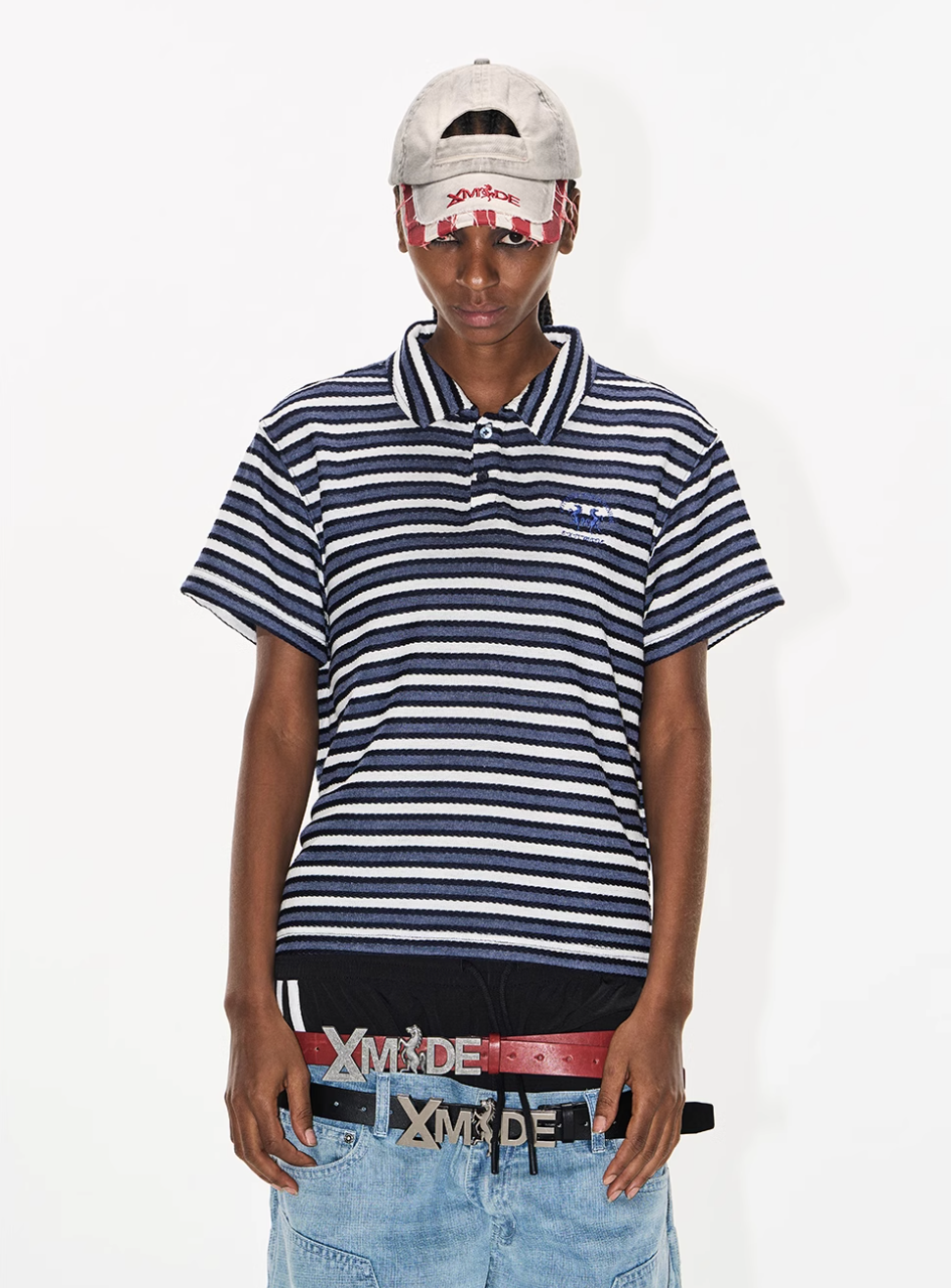 BLIND NO PLAN Striped Embroidered Polo | Face 3 Face