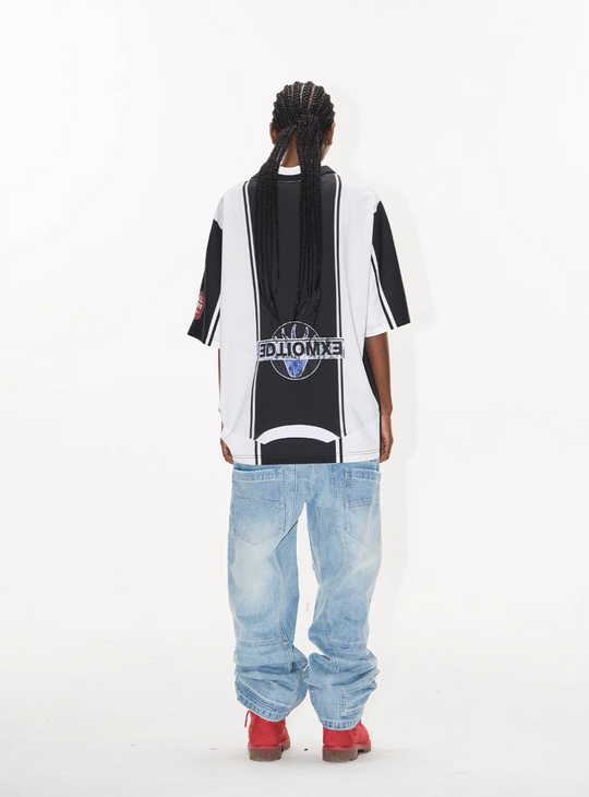 BLIND NO PLAN Striped Sports Uniform Digital Print Polo | Face 3 Face